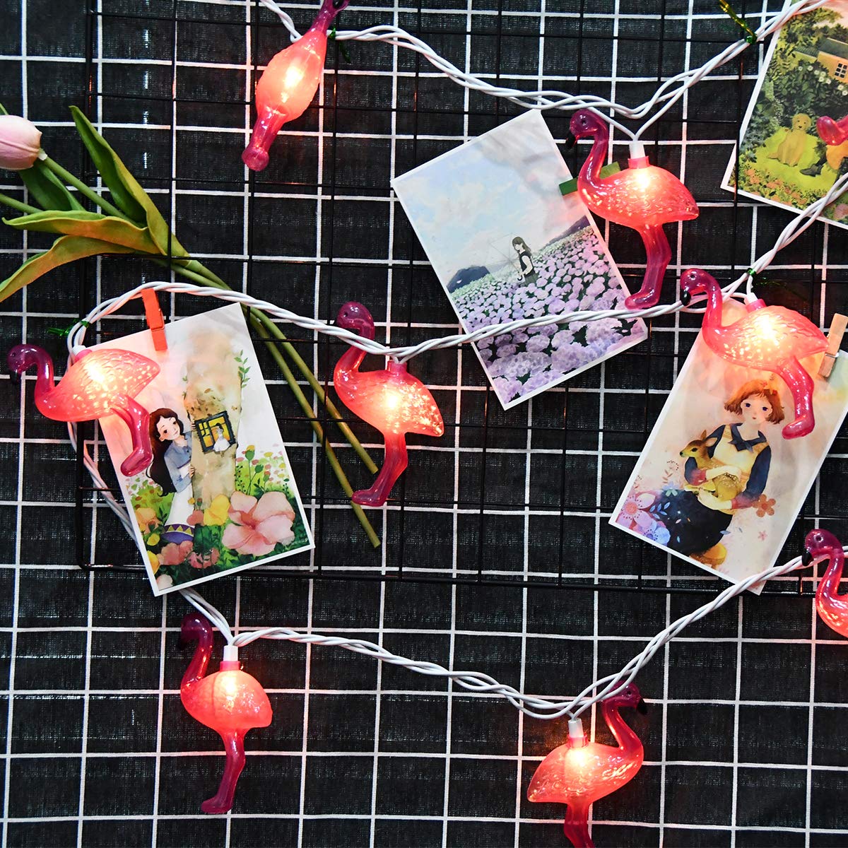 **SUNSGNE Pink Flamingo Outdoor String Lights - Waterproof Fairy Lights for Patio, Garden, Party, Birthday, Wedding & Home Decor - Summer Holiday Decorative Lighting for Bedroom, Backyard & Events**