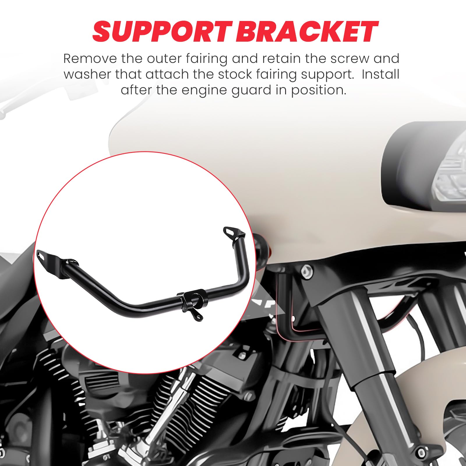 Harley Davidson FLTRX FLTRXS FLTRXST FLTRXSE 2015-2023 Motorcycle Road Glide Chopped Engine Guard Protector Crash Bar - Gloss Black - Durable Protection for Long Rides & Highway Cruising