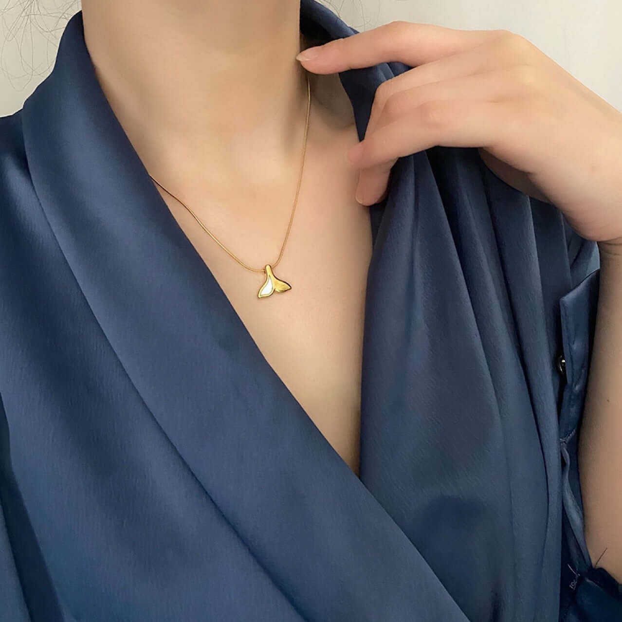 EDGY Whale Tail Two Tone Pendant Necklace | Sterling Silver & Gold Plated Jewelry for Women | Perfect for Beach Parties, Boho Fashion & Layered Necklace Styling