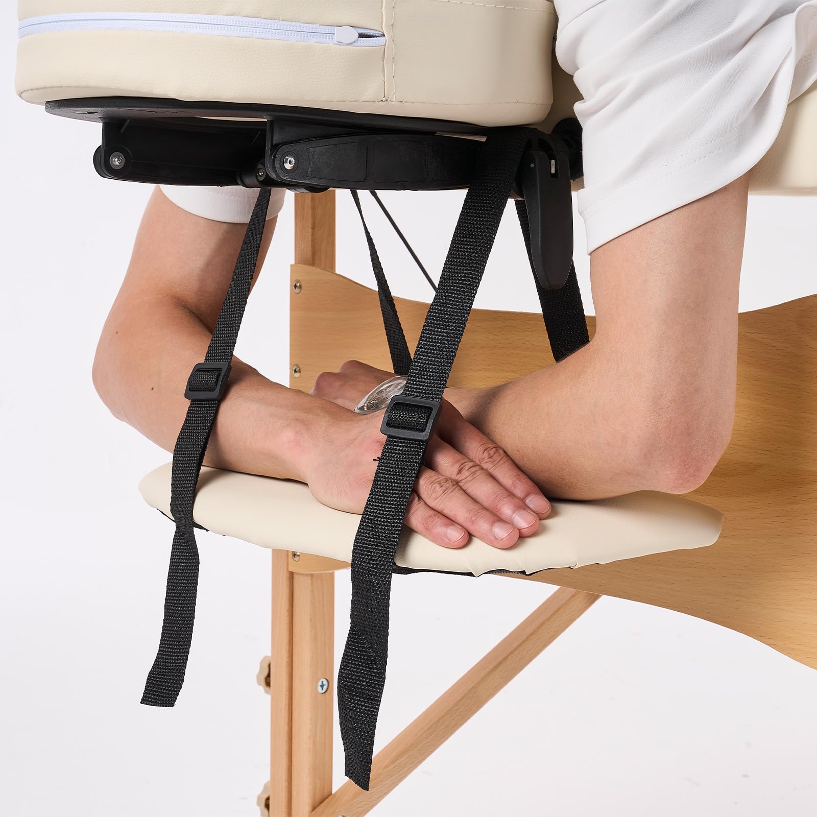YOUNIKE Portable Folding Massage Table 70cm Wide - Adjustable Professional Facial Spa Salon Bed for Eyelash Extensions, Beauty Therapy & Tattoo - Lightweight Beige for Home & Salon Use