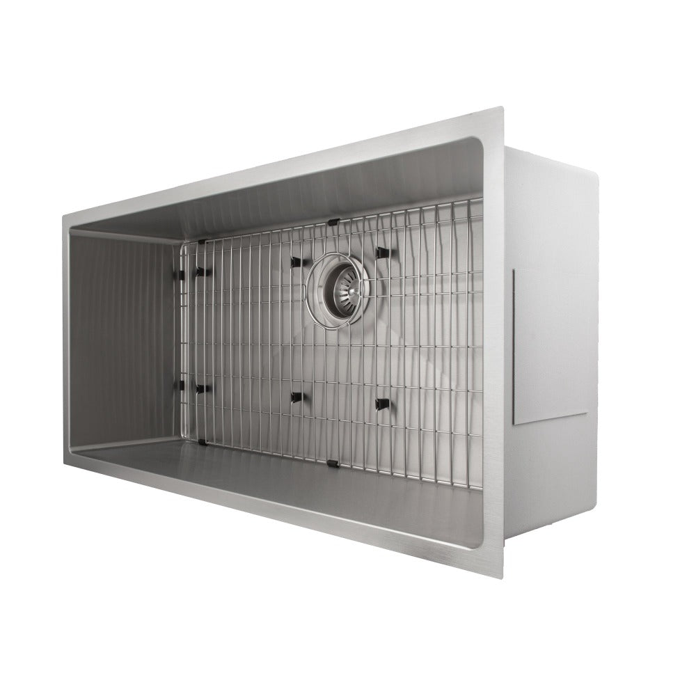 ZLINE Meribel 33-Inch Undermount Single Bowl Stainless Steel Kitchen Sink with Bottom Grid (SRS 33) - Durable & Stylish for Modern Kitchens, Perfect for Food Prep & Dishwashing