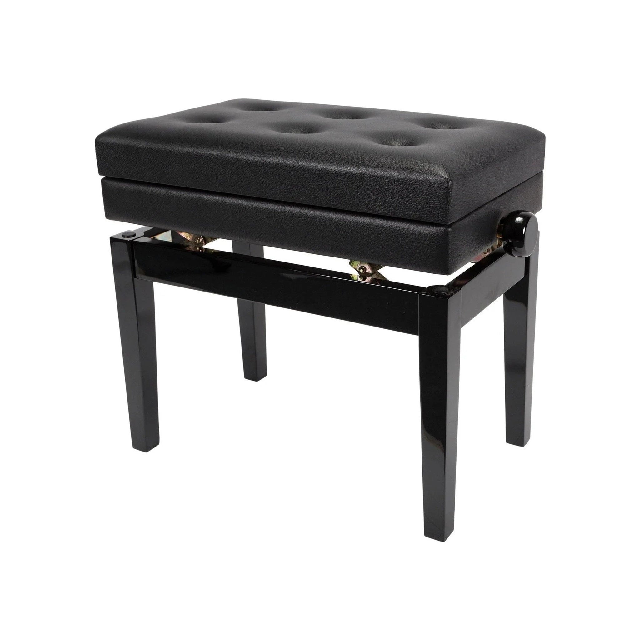 Premium Black Crown Deluxe Tufted Adjustable Piano Bench with Storage - Perfect for Home, Studio & Music Practice Rooms