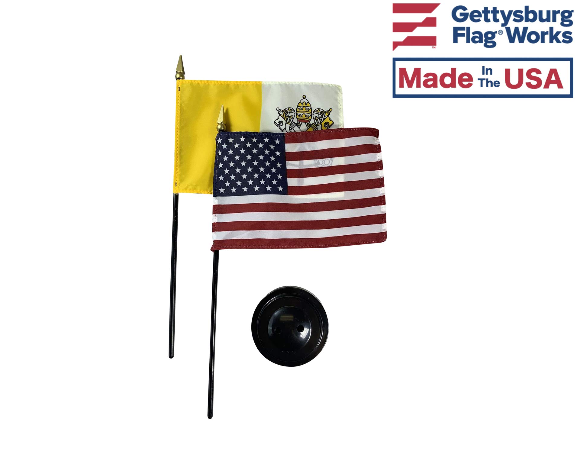 Set of 3 Vatican Stick Flags (4x6