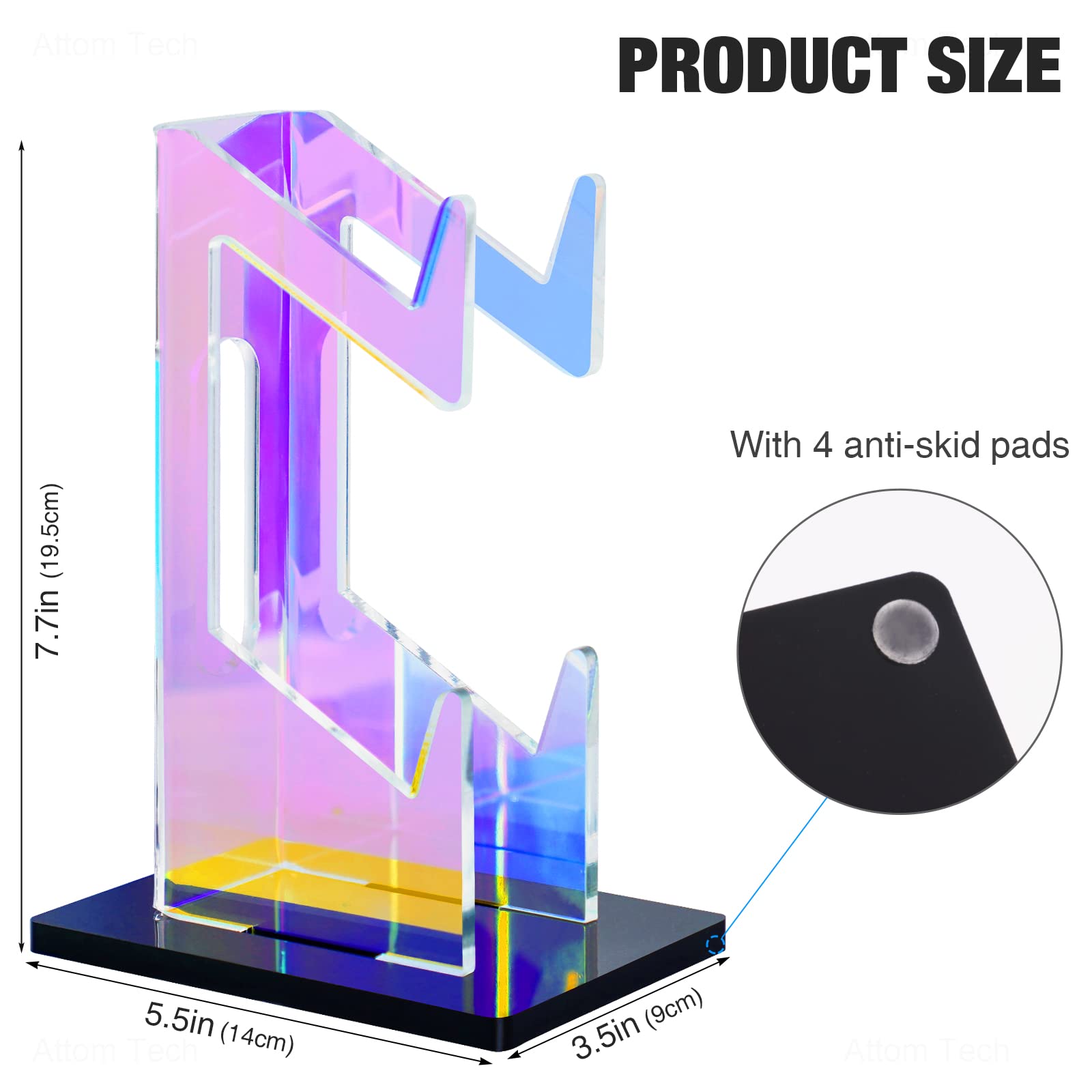 NiHome Iridescent Acrylic 2-Tier Universal Game Controller & Headset Holder Stand for PS5, Xbox ONE, Switch - Colorful Gaming Accessories with Anti-Slip Base | Perfect for Gaming Setup, Desk Organization & Displaying Controllers