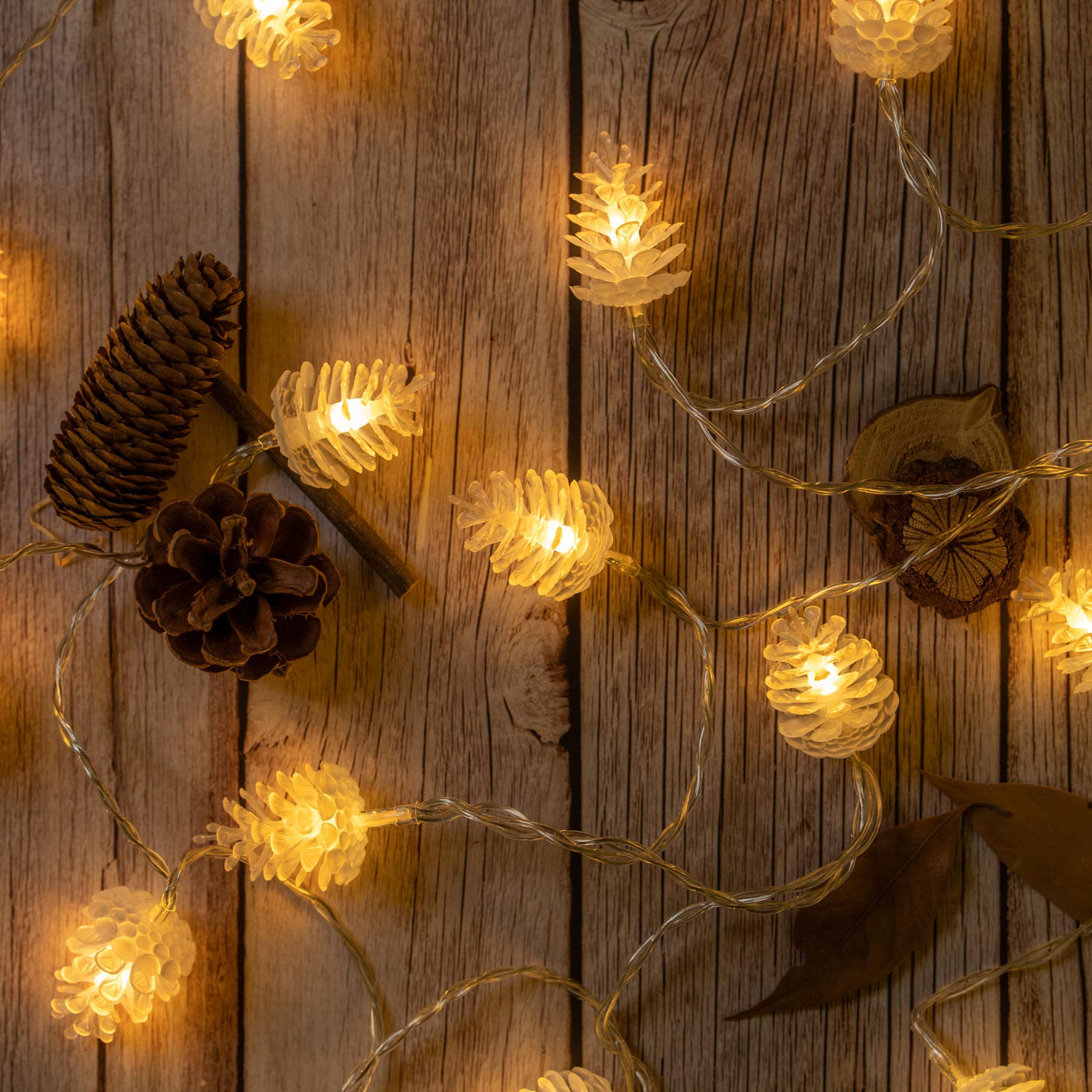 Battery Operated Pinecone String Lights - 17.5ft 35 LED Pine Cone Fairy Lights with 8 Lighting Modes, USB Powered for Indoor/Outdoor Christmas, Wedding, Party, and Home Decor