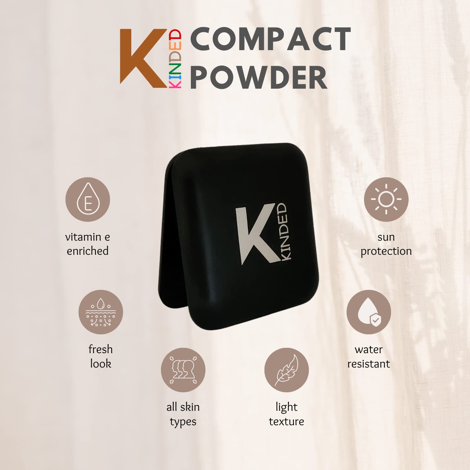 KINDED Compact Powder with SPF for Face Makeup - Oil Control, Long Lasting & Waterproof - Matte Finish for Oily & Dry Skin - 9g, Cream Ivory | Perfect for Daily Wear, Touch-Ups & On-the-Go Makeup