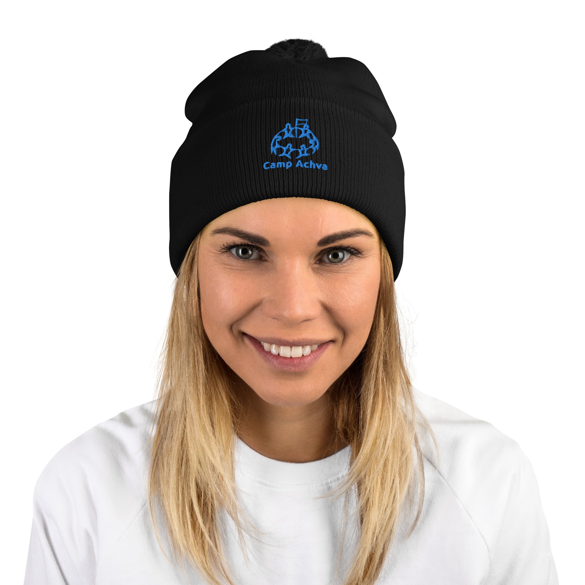 Camp Achva Pom Pom Beanie - Warm Winter Knit Hat for Women & Men - Cozy Outdoor Skiing, Hiking & Snow Activities Accessory
