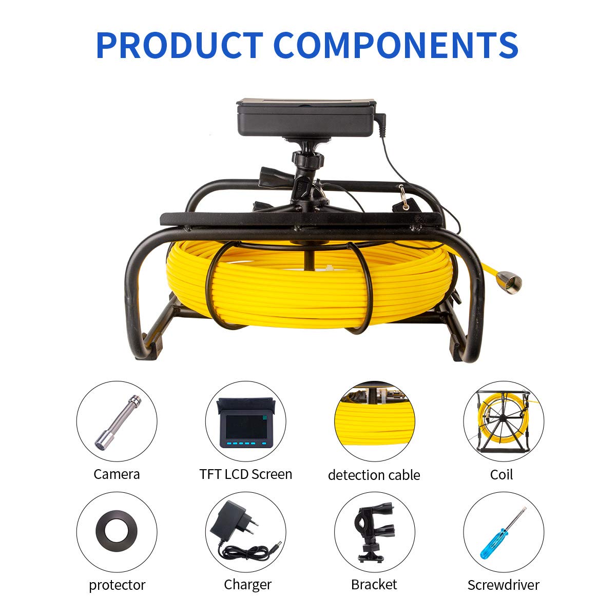 SYANSPAN 23mm Sewer Inspection Camera with 16GB DVR - 100ft/30M Waterproof Endoscope Camera with LED Light for Pipe Inspection - Professional Plumbing Tool for Homeowners & Contractors - Ideal for Drain Clogs, Sewer Line Checks & Home Maintenance