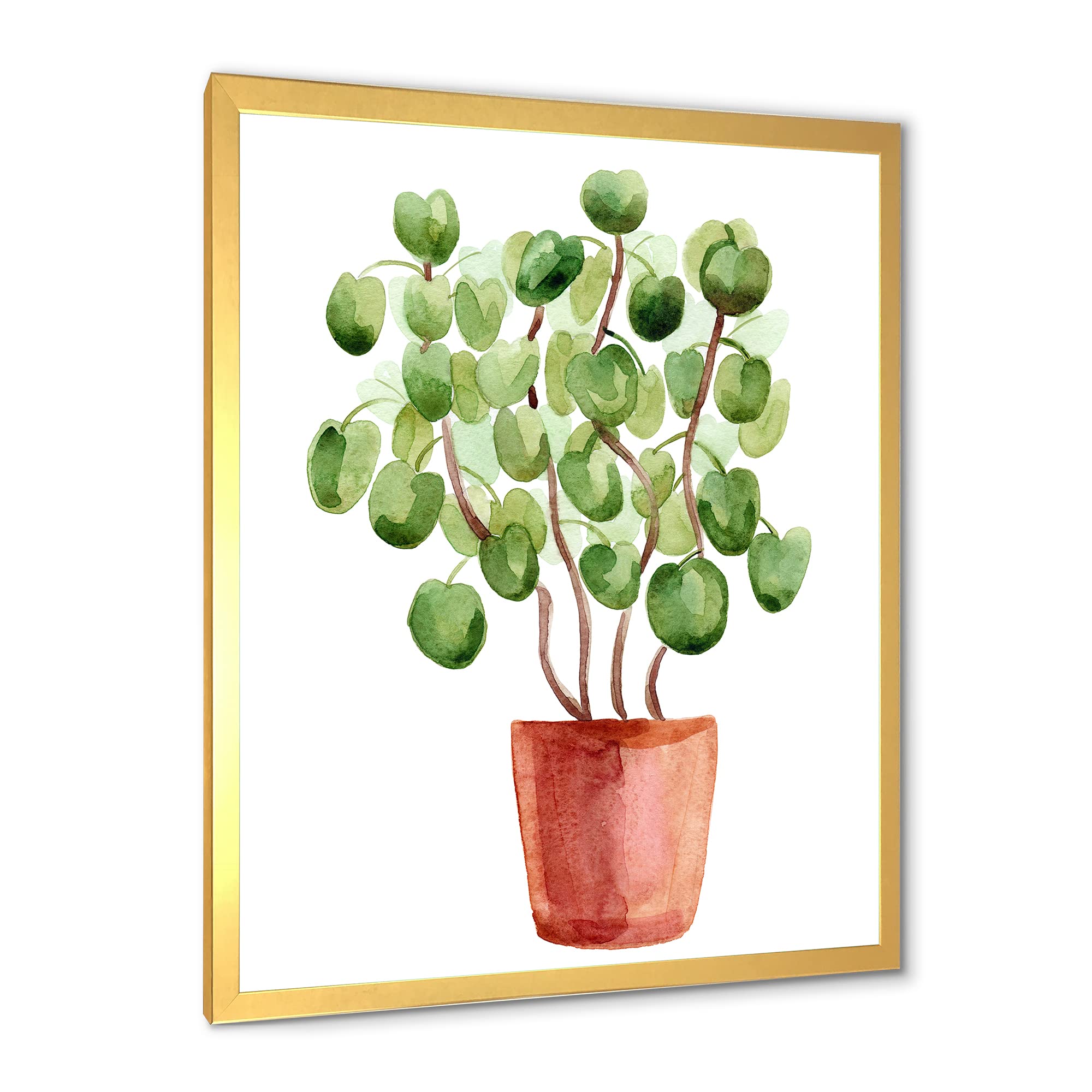 Chinese Money Plant in Ceramic Pot - Traditional Framed Wall Art Decor for Home & Office | Feng Shui Indoor Plant Gift Idea