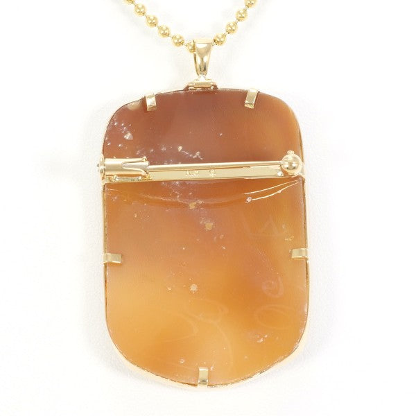 18K Yellow Gold Shell Cameo 2-Way Convertible Necklace & Brooch - Vintage Jewelry for Women, Elegant Gift for Brides, Anniversaries & Special Occasions