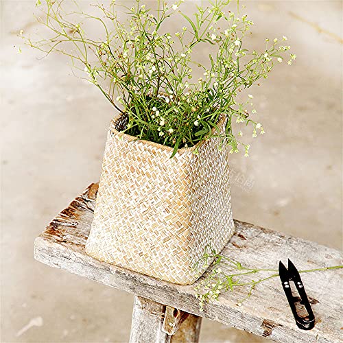 VALINK Handwoven Seagrass Storage Basket - Natural Wicker Organizer for Home Decor, Flower Vase Holder, Rattan Craft Storage Bin | Perfect for Living Room, Bathroom & Farmhouse Style Decor