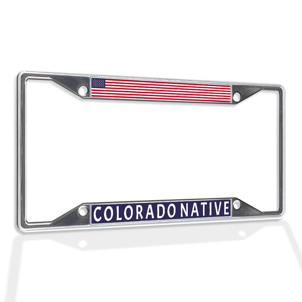 Colorado Native Metal Insert License Plate Frame - Weatherproof Chrome Car Accessory with 4 Holes for Secure Mounting | Perfect for Car Enthusiasts & State Pride Display