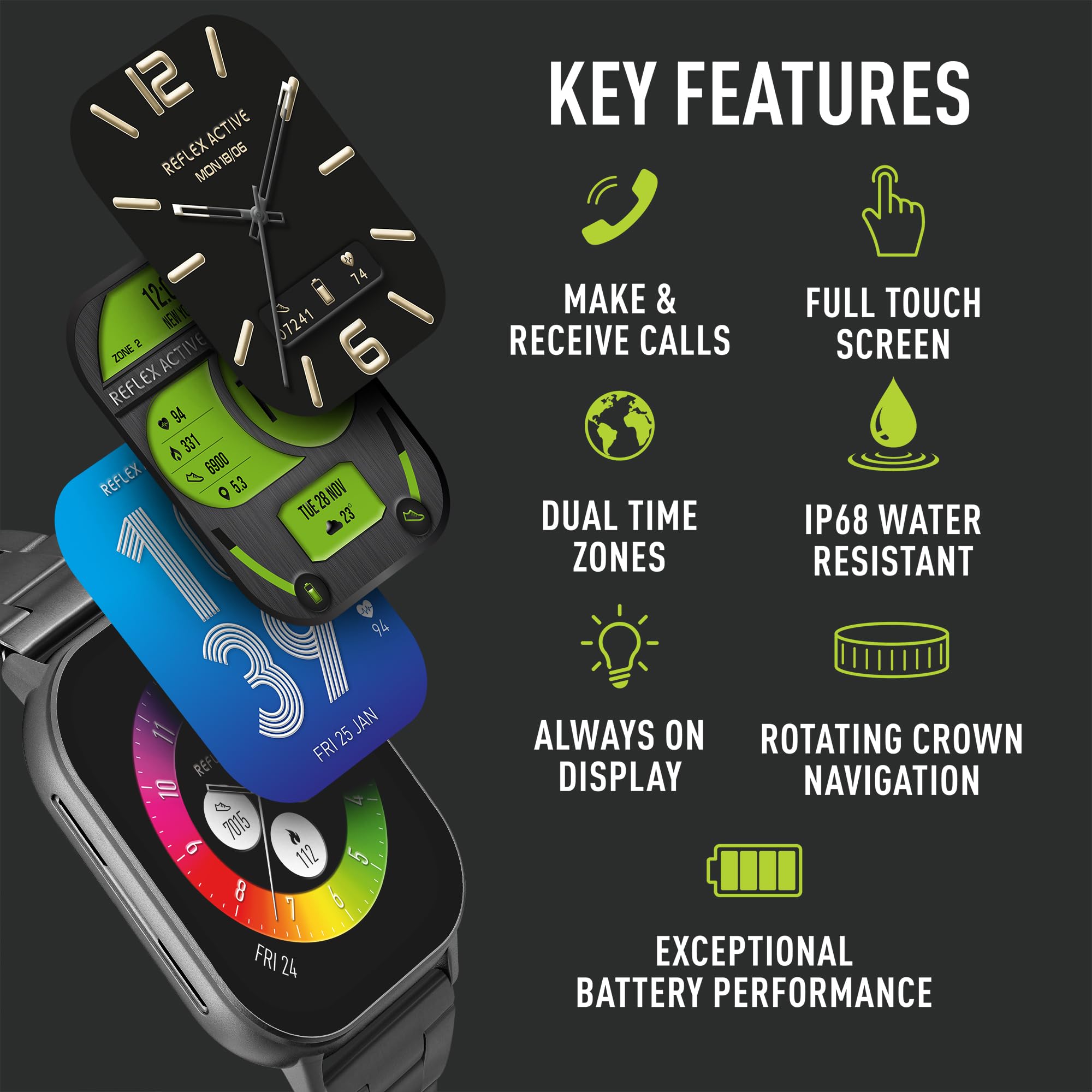 Reflex Active Series 29 Men's AMOLED Smart Watch - 2.04