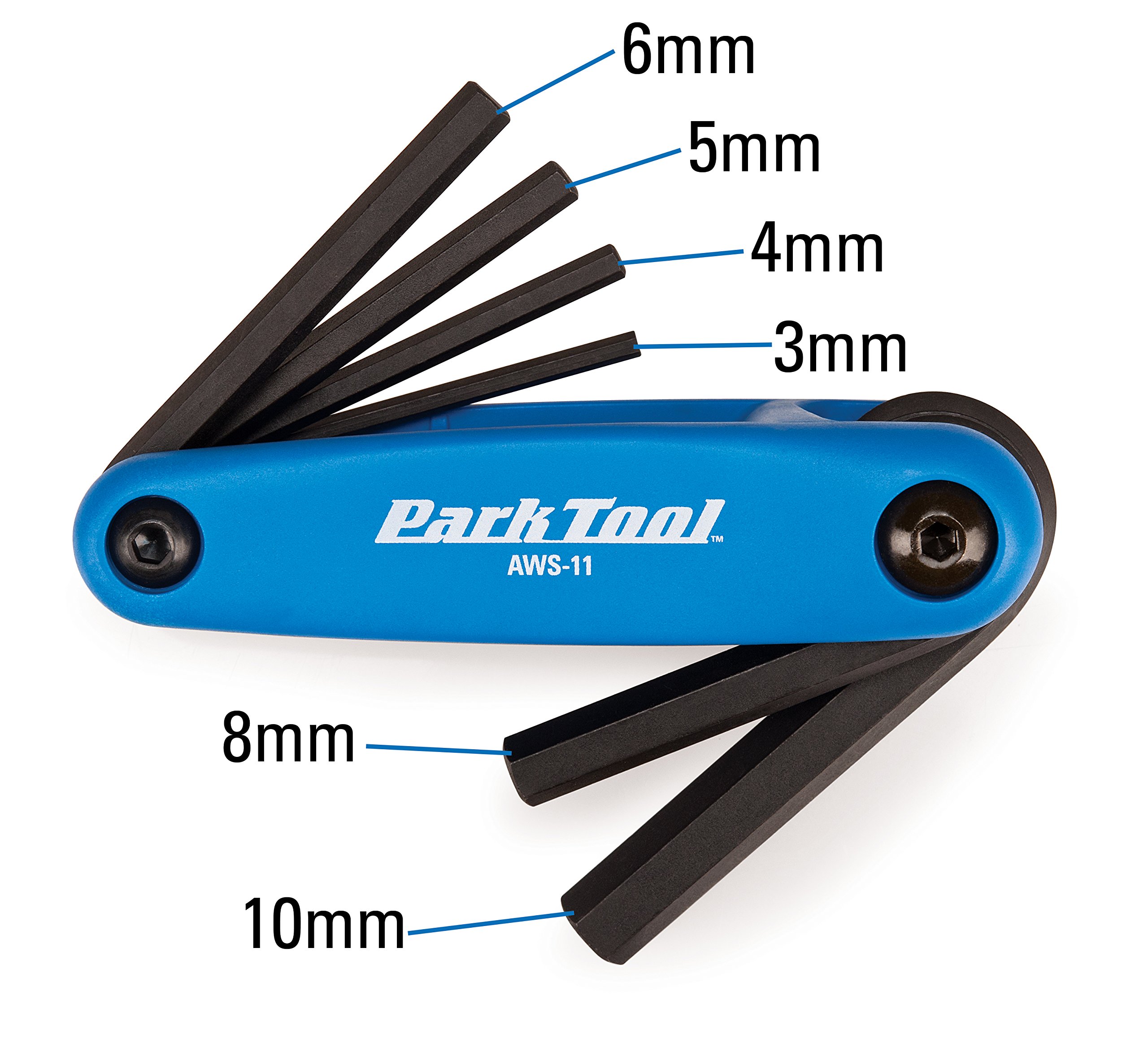 PARKTOOL AWS-11 Foldable Hex Wrench Set - 6-Piece Metric & SAE Allen Key Set (0.1-0.4 inch / 3-10mm) - Perfect for Bicycle Repair, Motorcycle Maintenance & DIY Home Projects