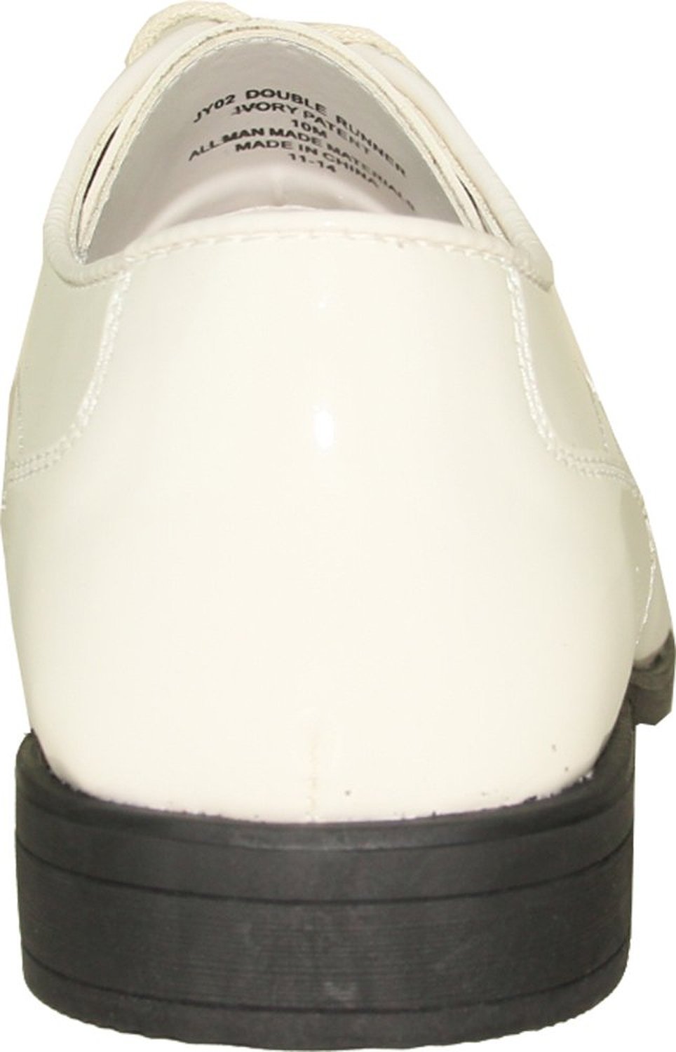 JY02 Men's Tuxedo Dress Shoes - Double Runner Oxford for Wedding, Prom & Formal Events - Ivory Patent Leather - Perfect for Black Tie Occasions, Evening Gala & Business Attire