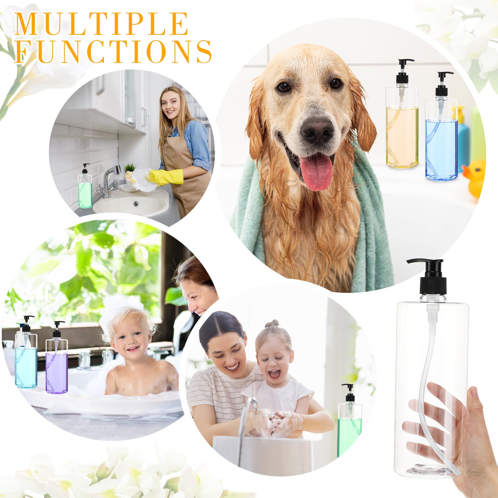 10 Pack 32oz Refillable Clear Plastic Pump Bottles with Black Caps - Leakproof Dispenser for Shampoo, Conditioner, Lotion, Massage Oil & Body Wash - Perfect for Salons, Spas & Home Use
