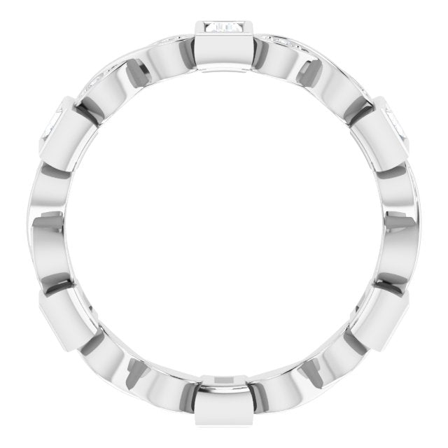 0.94 Carat Bezel Set Baguette & Round Diamond Infinity Eternity Band Ring for Women - Perfect for Weddings, Anniversaries, and Special Occasions