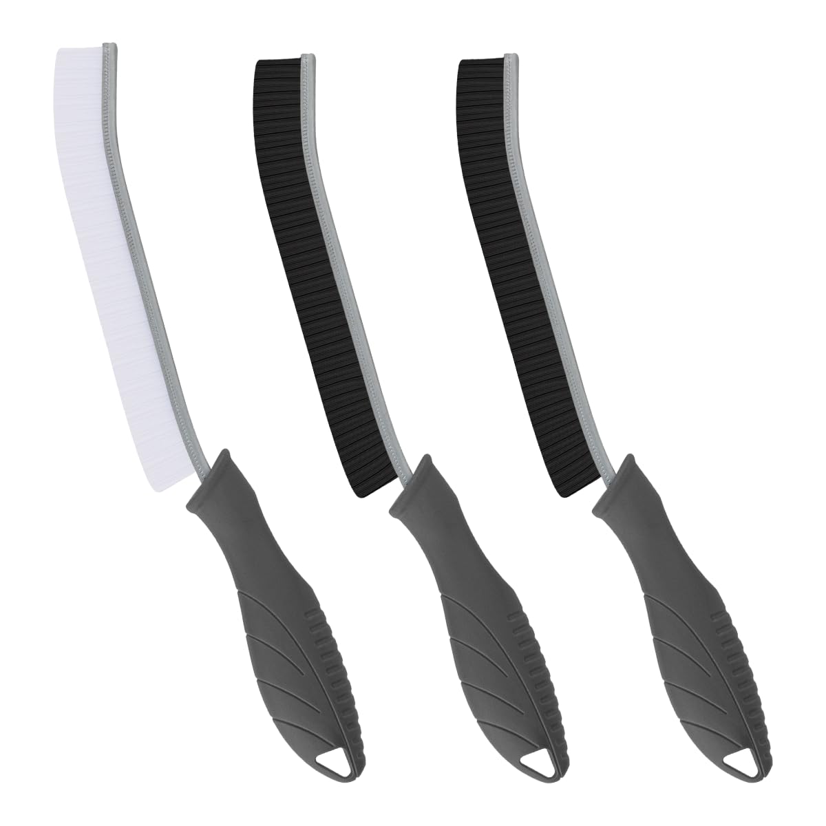 3-Pack Water Bottle Cleaning Brushes with Long Handle - Small Gap Cleaner for Tight Spaces, Cups, Keyboards, Dishes, Wine Bottles & Kitchen Sinks - Perfect for Home, Office & Travel Use (Grey Handles)