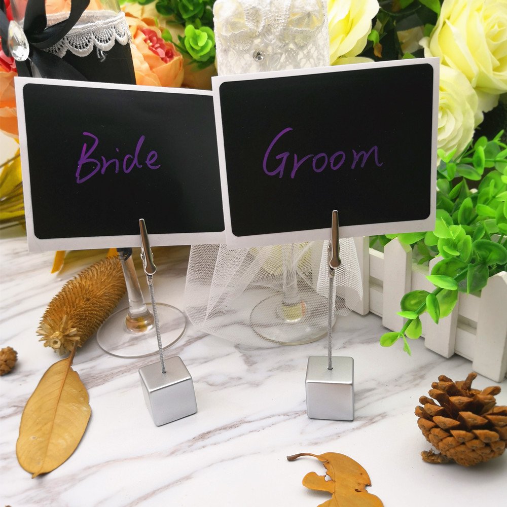 20PCS Silver Table Number Holders - Elegant Name Card Stands for Weddings, Events & Restaurants | Memo Clip, Note & Menu Holder for Pictures & Paper Cards