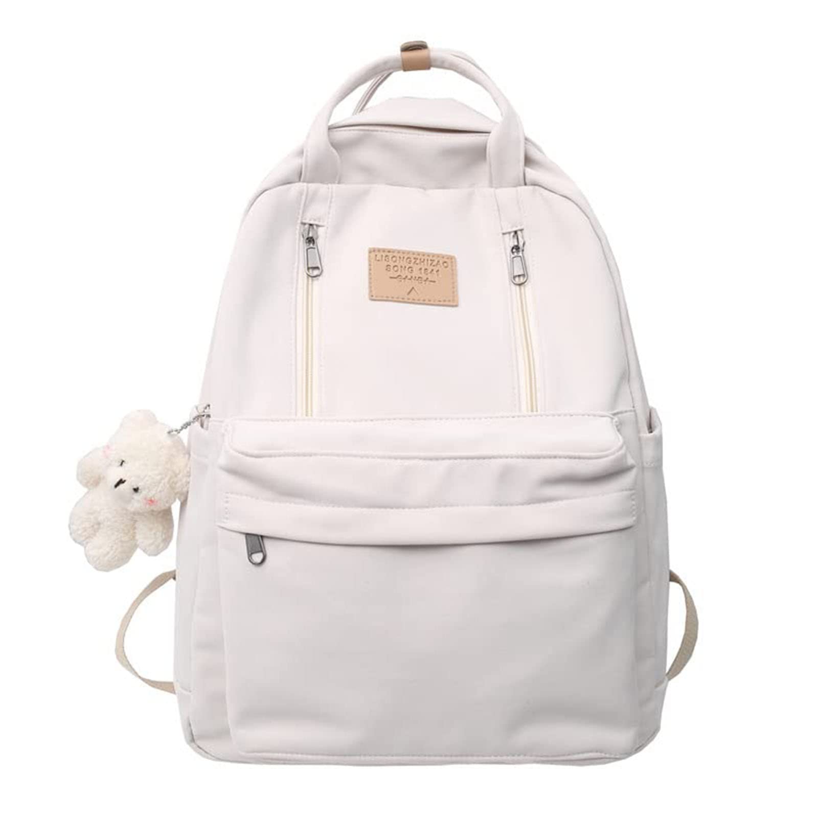 Stylish Kawaii Braised Pork Aesthetic Backpack - Cute School Bag for Teen Girls, Lightweight Durable Laptop Backpack for College, Work & Travel (White)