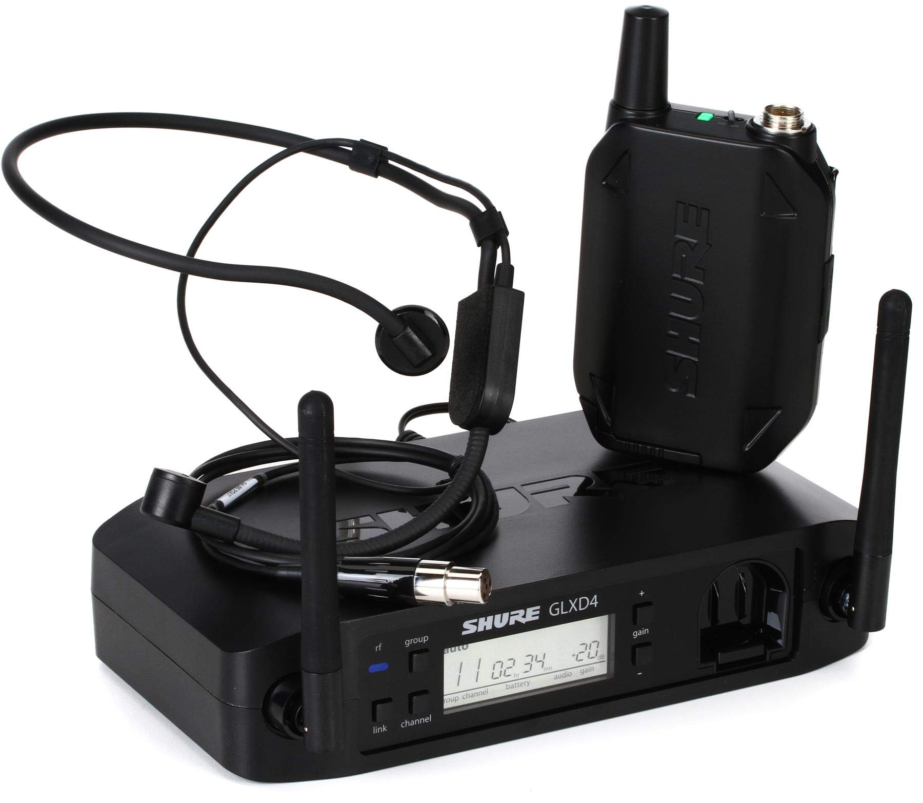 Shure GLXD14/PGA31 Digital Wireless Headset Microphone System with Rechargeable GLXD4 Receiver & GLXD1 Bodypack - Professional Headworn Condenser Mic for Live Performances, Public Speaking, and Broadcast Studios