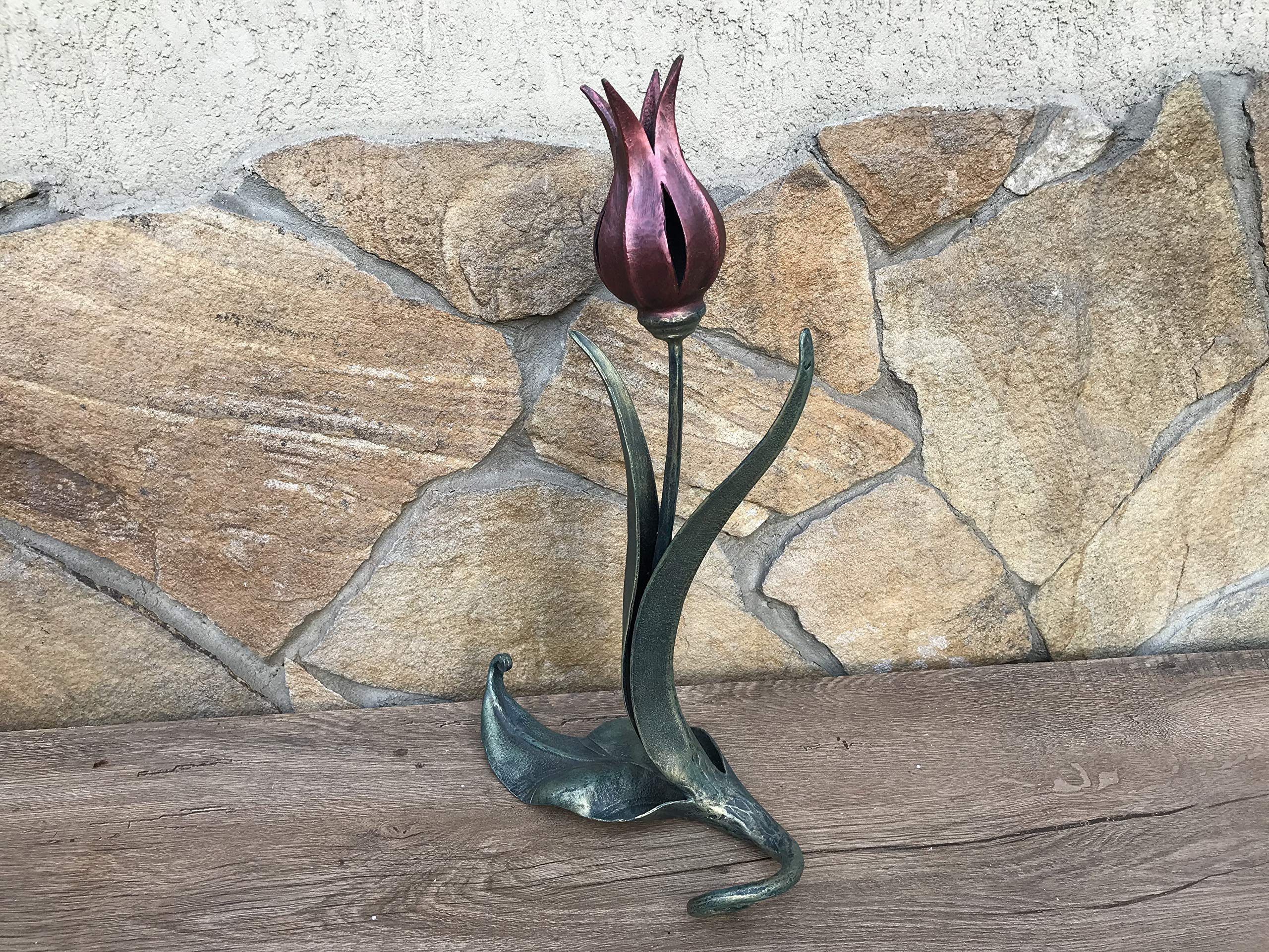 Hand-Forged Iron Tulip Flower - Unique 6th Anniversary & Mother's Day Gift for Her - Elegant Home Decor & Thoughtful Present for Special Occasions