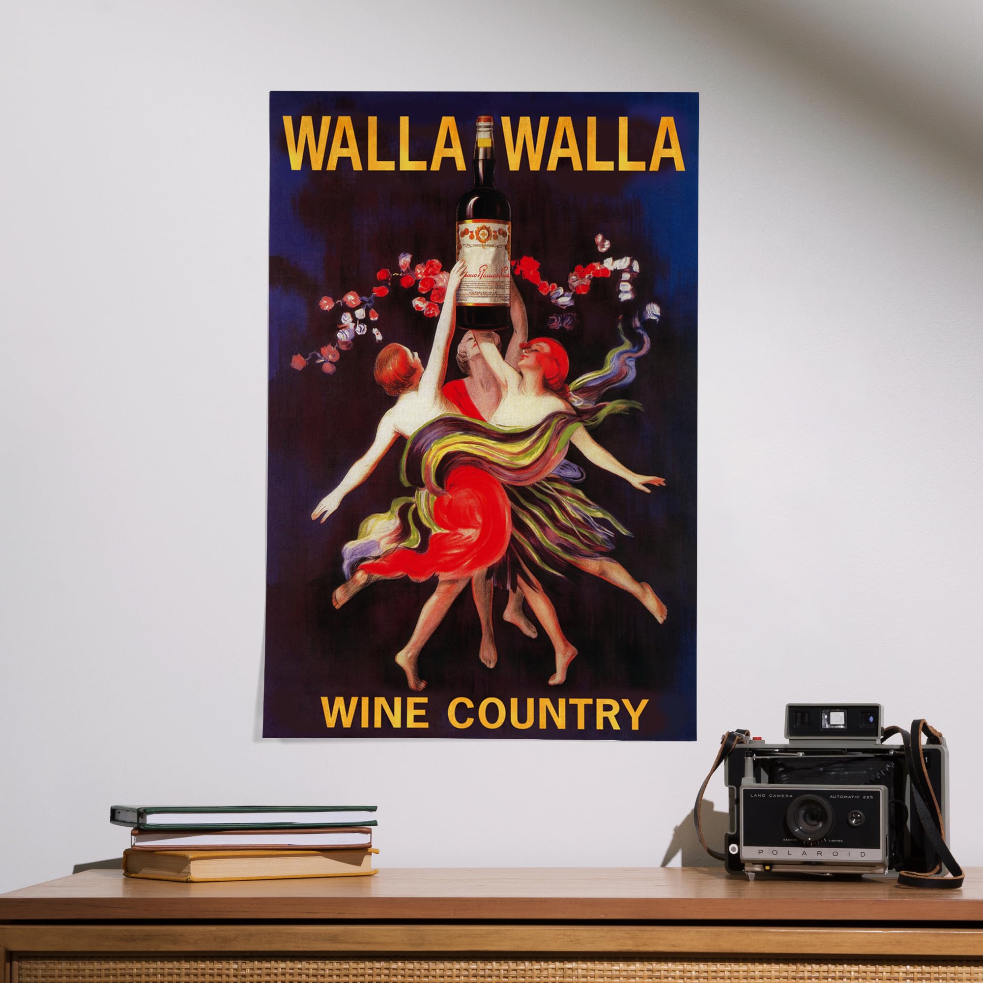 Lantern Press 16x24 Inch Giclee Art Print - Walla Walla Washington Landscape Painting of Women Dancing with Wine - Perfect for Living Room, Bedroom or Office Wall Decor