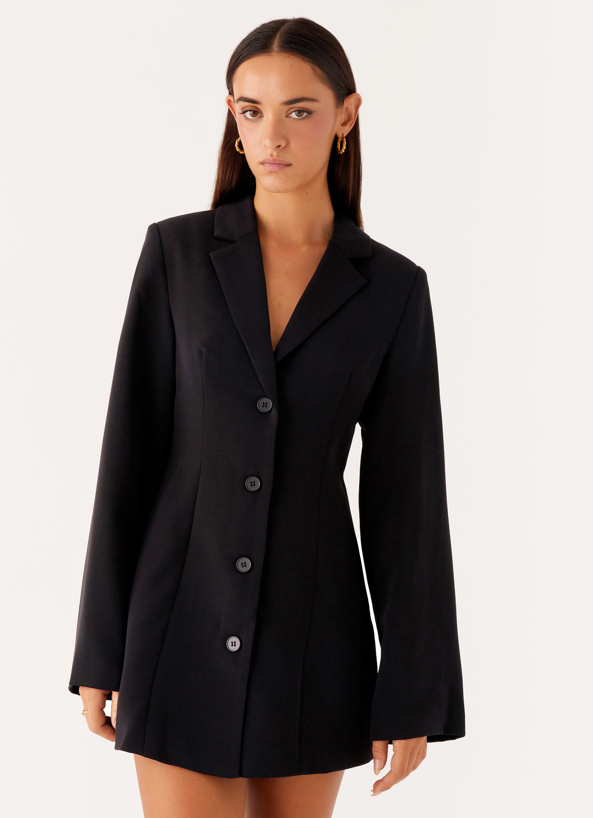 Albi Fitted Blazer Mini Dress for Women - Slim Tailored Black Blazer Dress for Office, Party & Cocktail Events | Elegant Workwear & Night Out Outfit