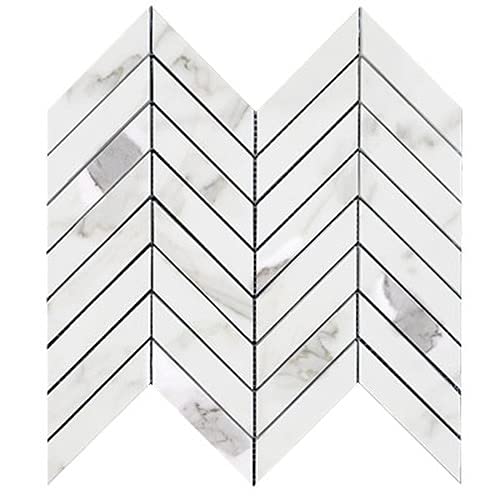 Premium Calacatta Gold Italian Marble Chevron Mosaic Tile 1