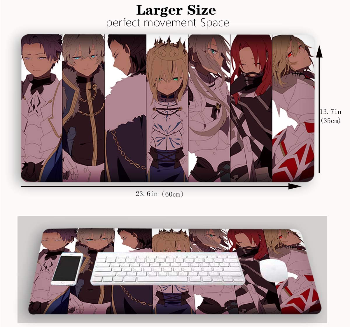 Fate Stay Night Anime Mouse Pad - Large Gaming Desk Mat for Computer & Keyboard - Saber Alter Fate Grand Order Gamer Accessory - Perfect for PC Gaming & Office Work