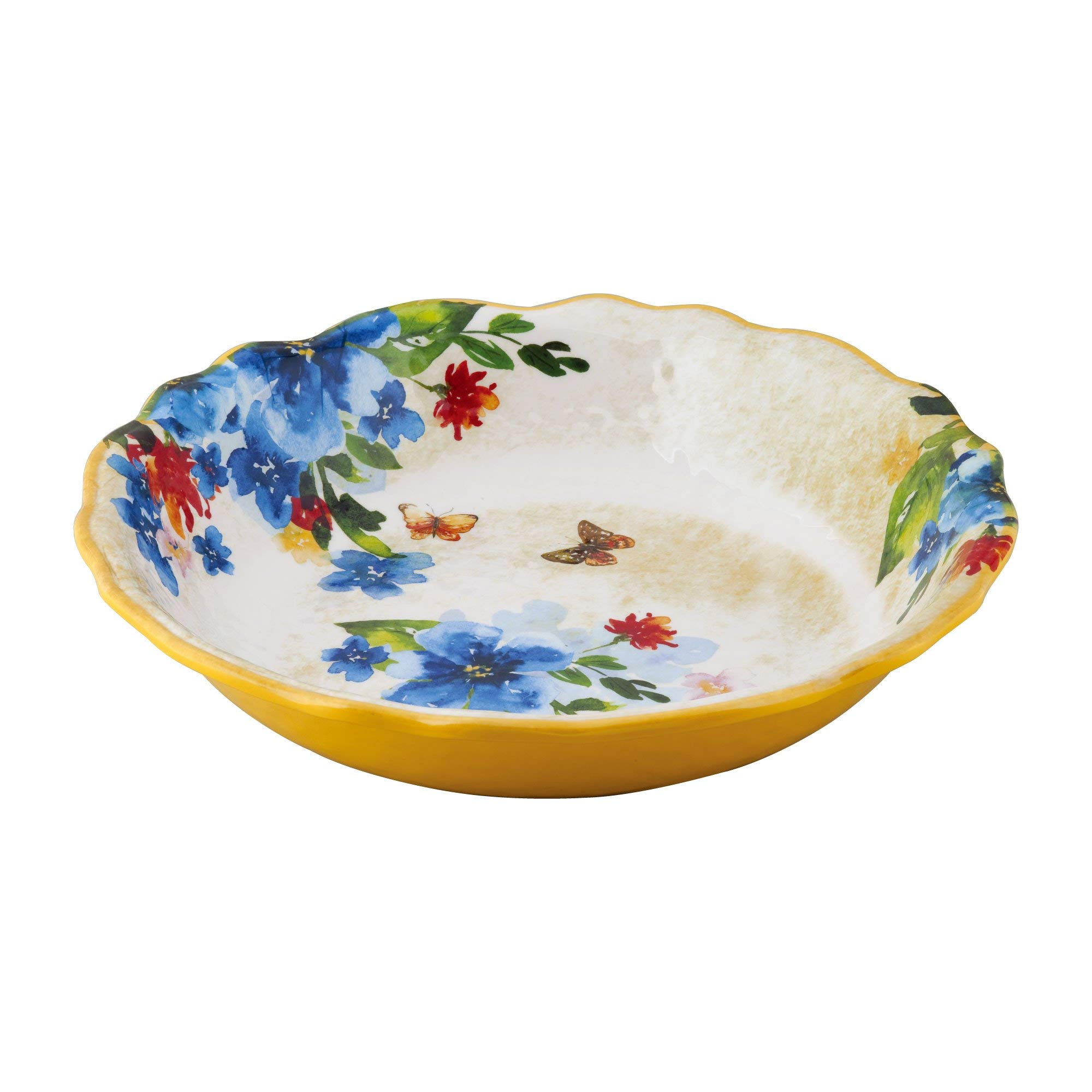 UPware Butterfly 13.75 Inch Melamine Large Bowl - Durable & Lightweight Serving Bowl for Salads, Pasta, Fruit - Perfect for Parties, Picnics, and Family Dinners