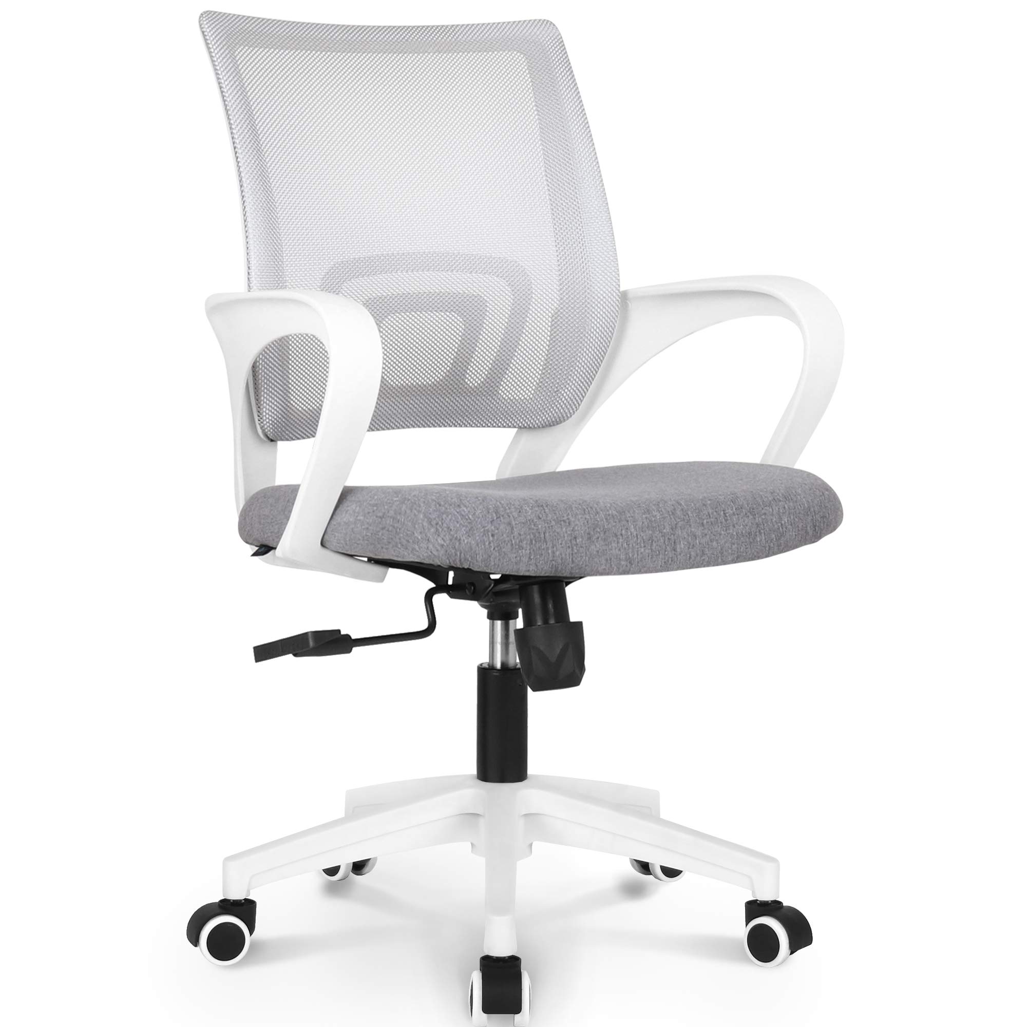 Ergonomic Office Chair with Lumbar Support - Adjustable Mesh Computer Desk Chair for Home & Gaming - Swivel Rolling Mid Back Cushion (Grey) - Perfect for Long Work Hours, Online Gaming & Home Office Setup