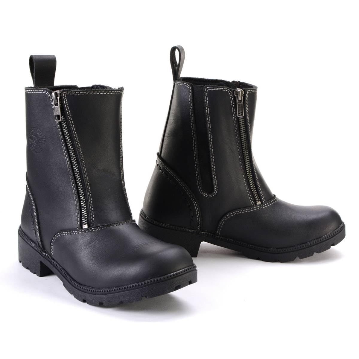 Milwaukee Leather MBL9327 Women's Black Leather Motorcycle Boots - Dual Zipper Closure, Comfortable & Durable Riding Footwear for Harley Davidson & Cruiser Bikes | Perfect for Long Rides & Motorcycle Events