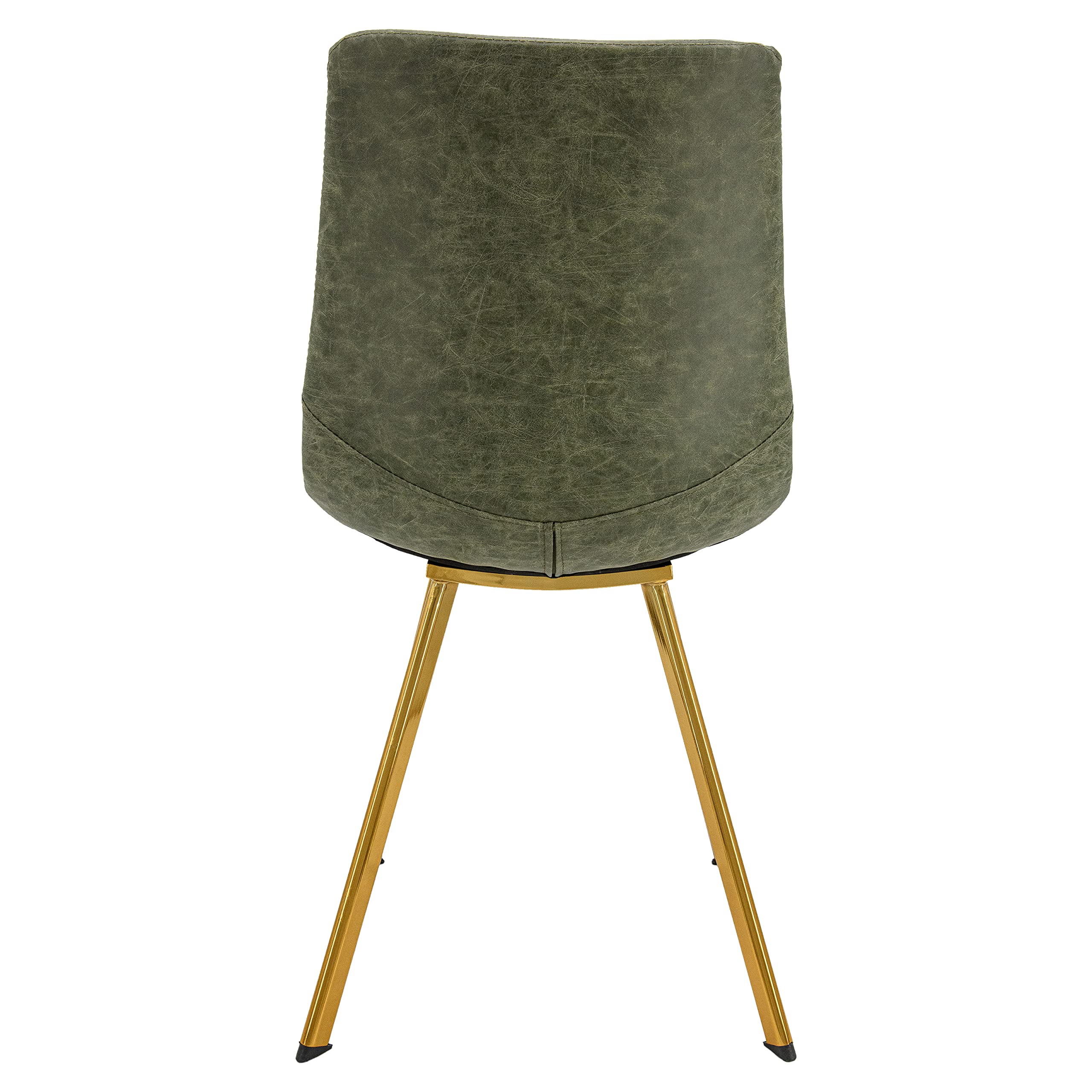 Modern Leather Dining Chairs with Gold Legs - LeisureMod Markley Olive Green Kitchen Chairs for Home, Restaurant & Office Use