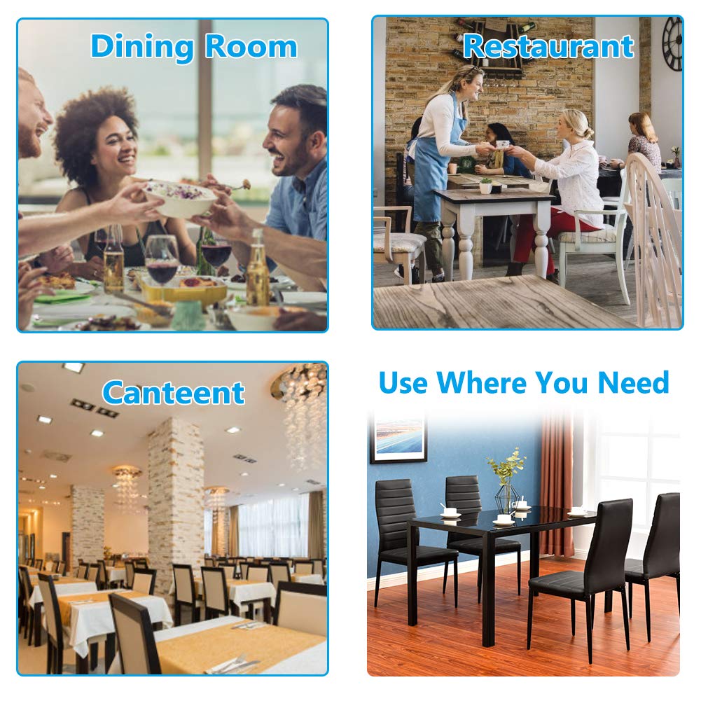 Modern 5-Piece Black Dining Table Set with Tempered Glass Top & 4 Faux Leather Chairs - Kitchen & Dining Room Furniture for Small Spaces | Perfect for Family Meals, Dinner Parties & Everyday Use