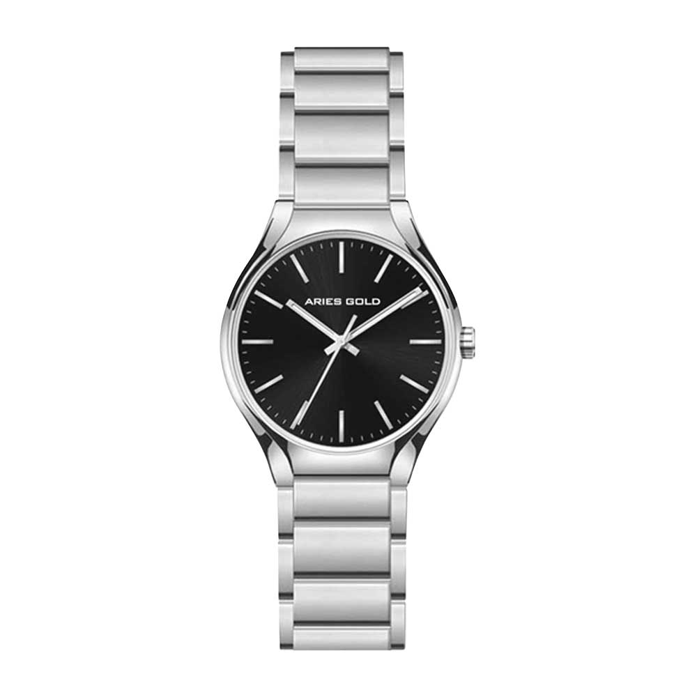ARIES GOLD URBAN SILVER Stainless Steel Women's Watch - Waterproof Fashion Timepiece for Work, Party & Everyday Wear (Model L 1006Z S BK)