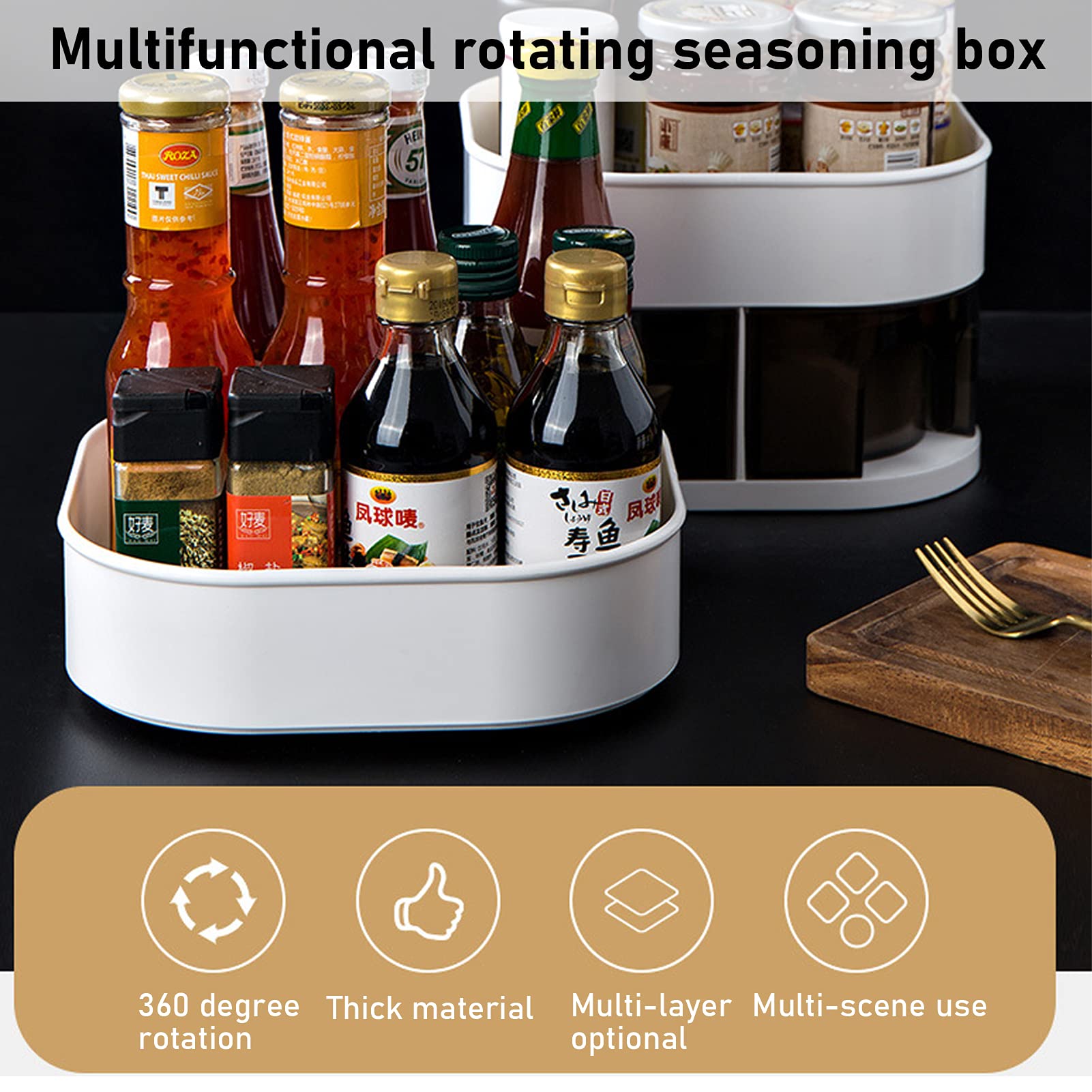 Rotating Spice Rack Organizer - 360° Spinning Spice Tray for Kitchen Cabinet, Countertop | Perfect for Storing Condiments, Seasonings & Cooking Essentials