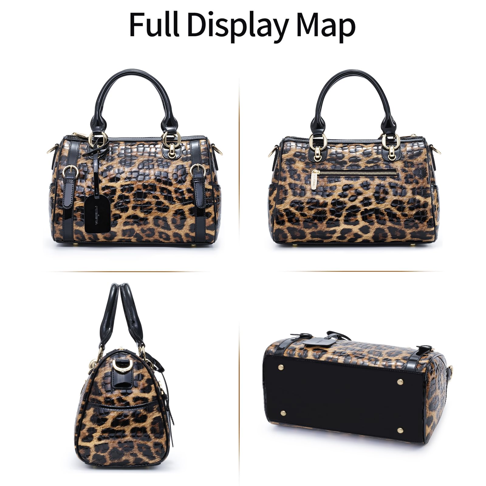 Genuine Leather Tote Bag for Women - Fashionable Crossbody & Shoulder Purse with Leopard Print - Perfect for Work, Travel & Everyday Use