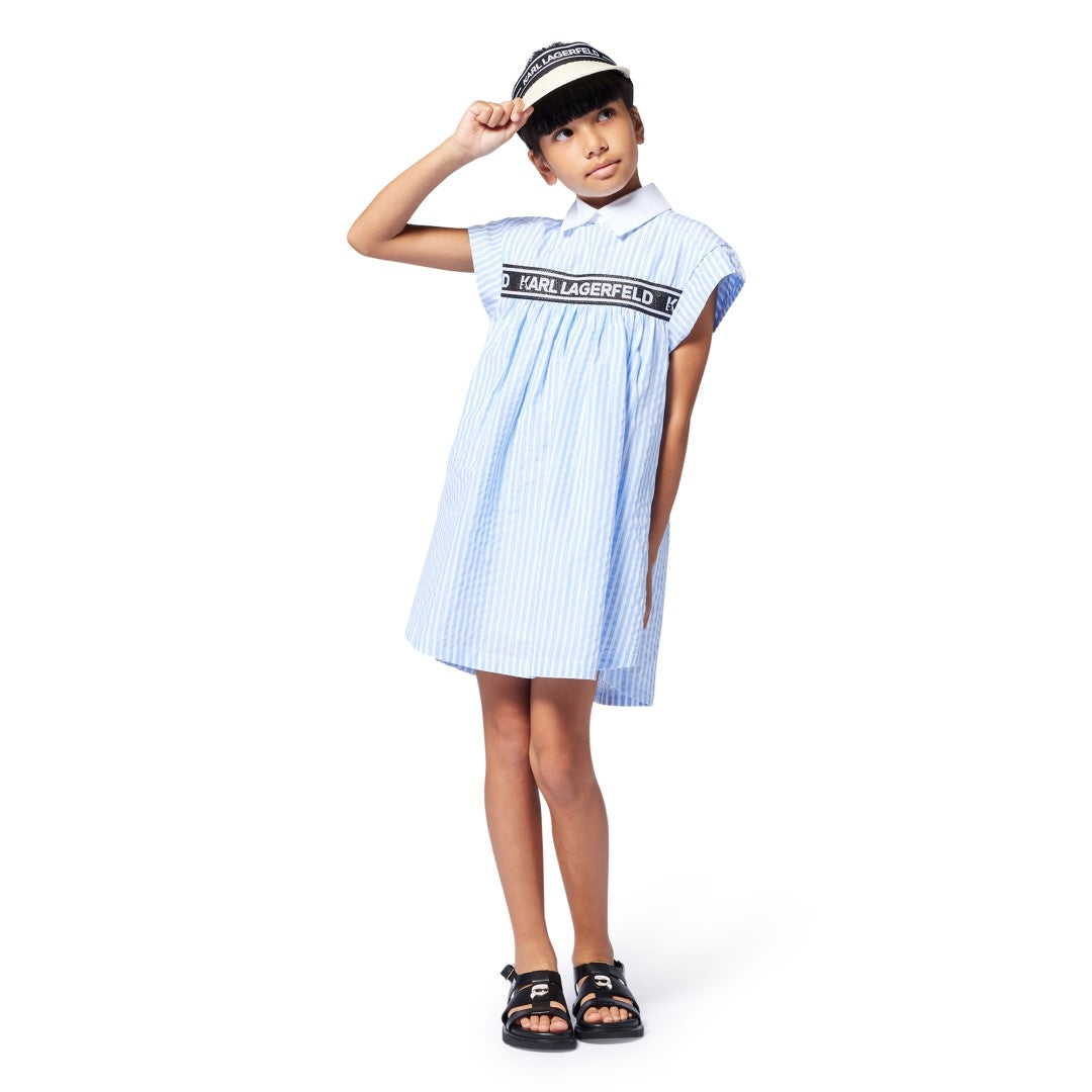 Karl Lagerfeld Girls Striped Shirt Dress - Fashionable & Comfortable Outfit for School, Playdates & Special Occasions