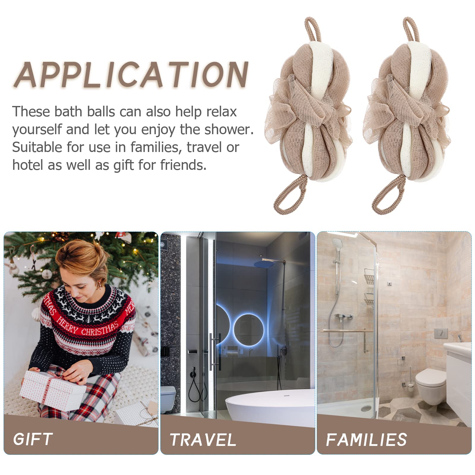 2Pcs Creative Long Bath Flowers - Soft & Absorbent Bath Towels for Spa, Home & Travel - Perfect for Relaxing Baths & Gifts