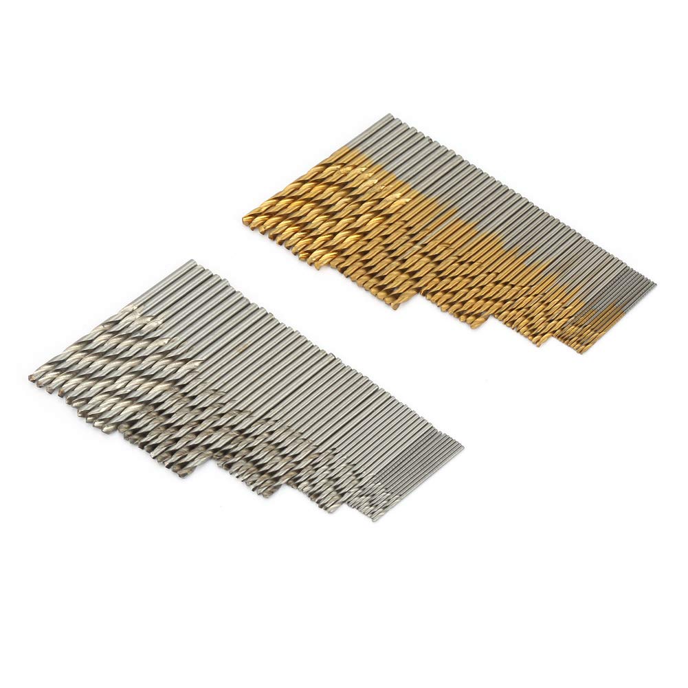 100Pcs Titanium Coated High Speed Steel Twist Drill Bit Set for Wood, Plastic, Metal & Aluminum - Professional Drill Bits for DIY Projects, Home Repair & Woodworking