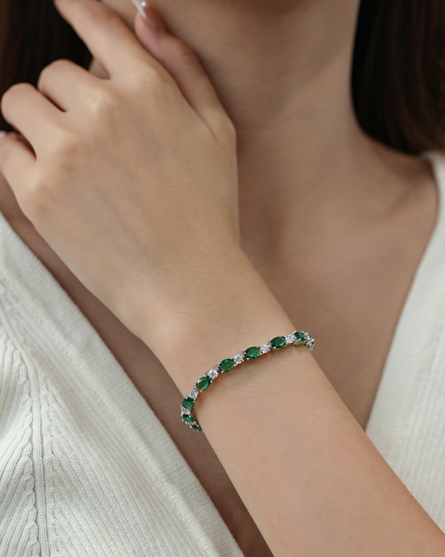 FANCIME Sterling Silver Birthstone Tennis Bracelet - Dainty Charm Bracelet for Women & Mom, 7