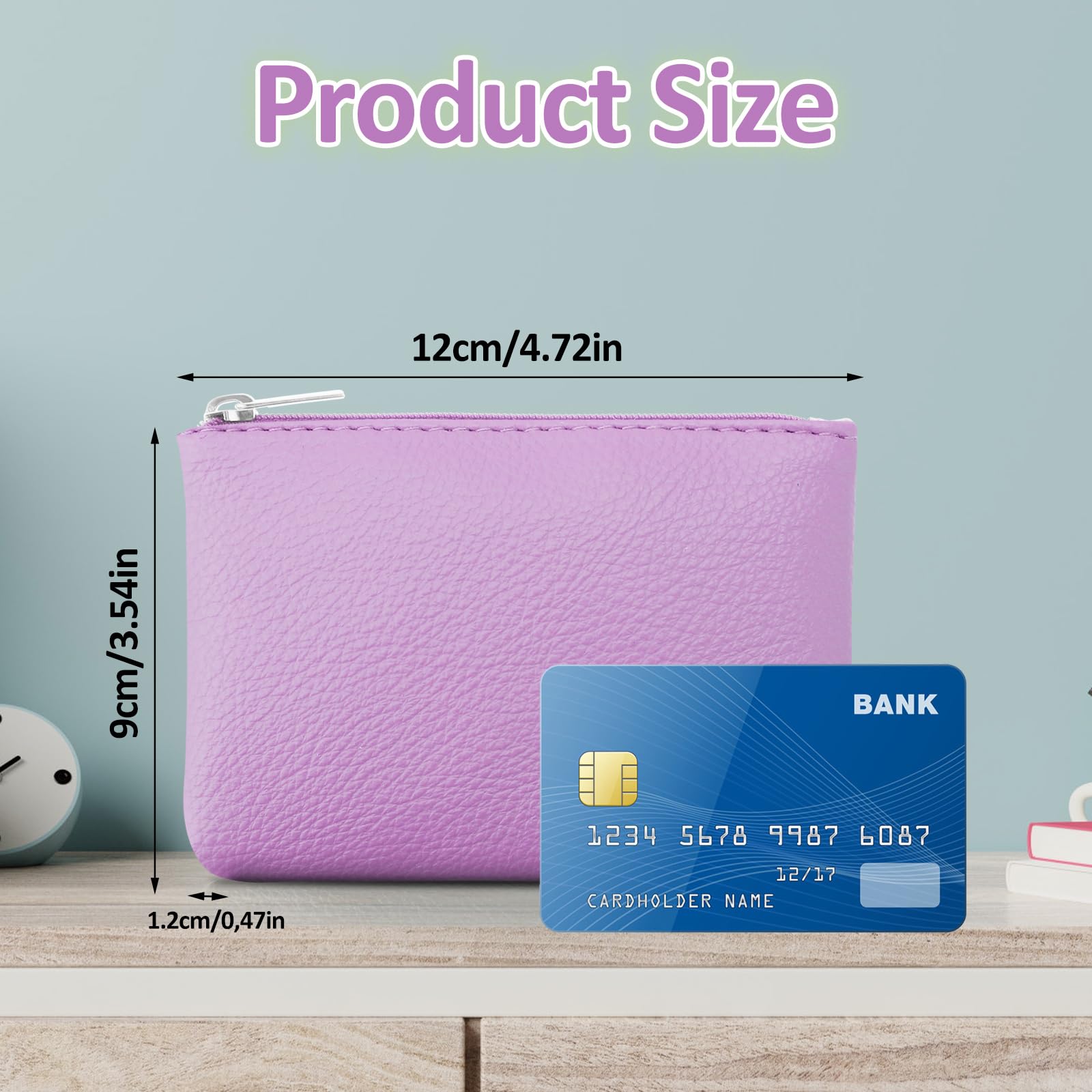 Giantree Small Women's Wallet - Cute PU Lychee Pattern Coin Purse, Mini Portable Change Holder for Girls & Ladies (Light Purple) - Perfect for Carrying ID, Keys, Headphones & Lipstick On-the-Go