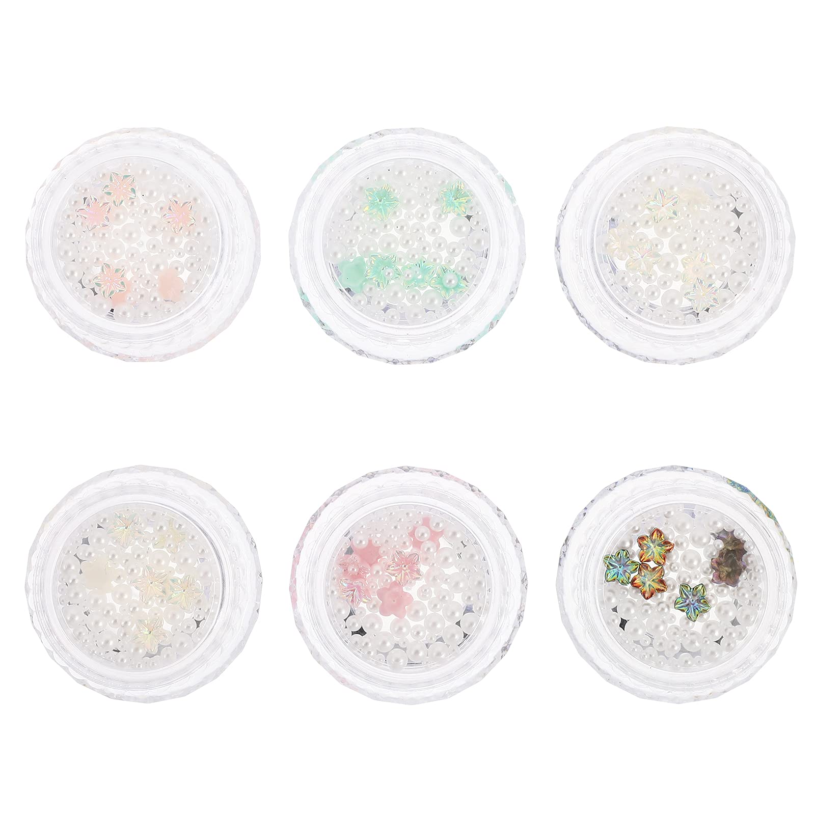 6 Pack Nail Art Stickers Kit - Floral Nail Charms, Gems, Pearl & Plastic Flower Decorations for DIY Manicure & Nail Art Designs | Perfect for Parties, Weddings, Salons & Home Nail Care