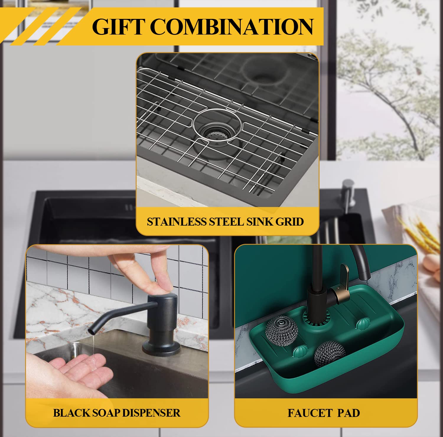 Premium 25x22x9 Inch Black Stainless Steel Topmount Bar Sink - Single Bowl Drop-In Kitchen Sink Combo with Sink Grid, Soap Dispenser, Faucet Mat & Drain Strainer Set | Modern Single Basin Design for Restaurants, Bars & Home Kitchens