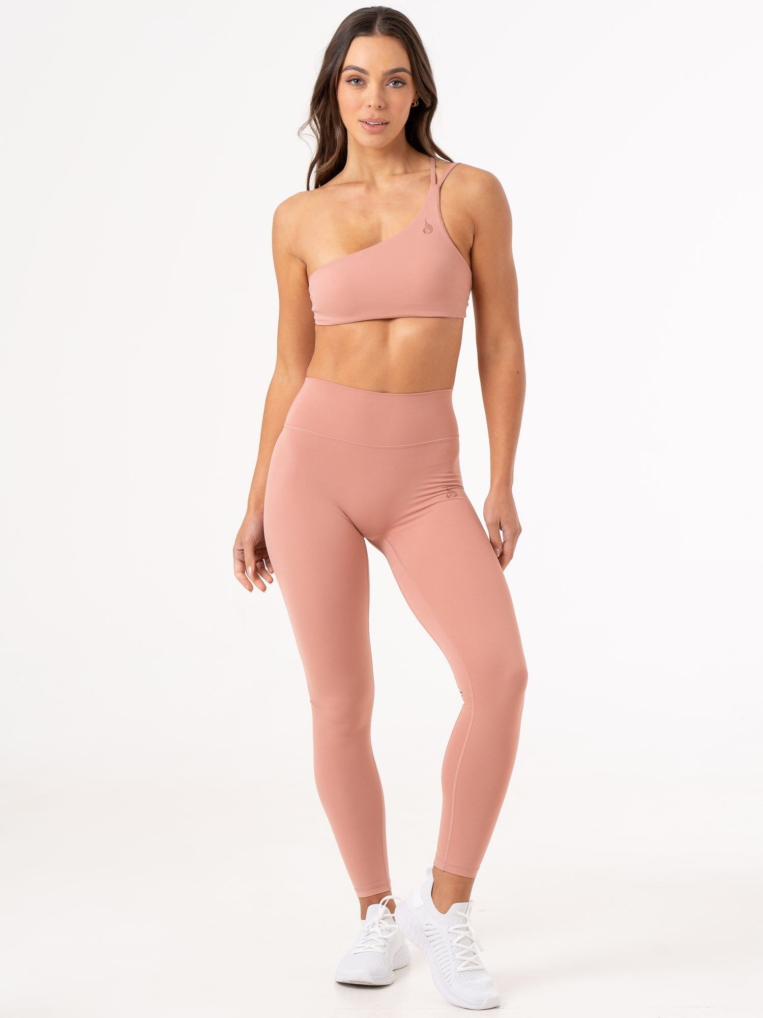 NKD One Shoulder Sports Bra for Women - Dusty Pink | High Support Workout Top for Yoga, Running & Gym