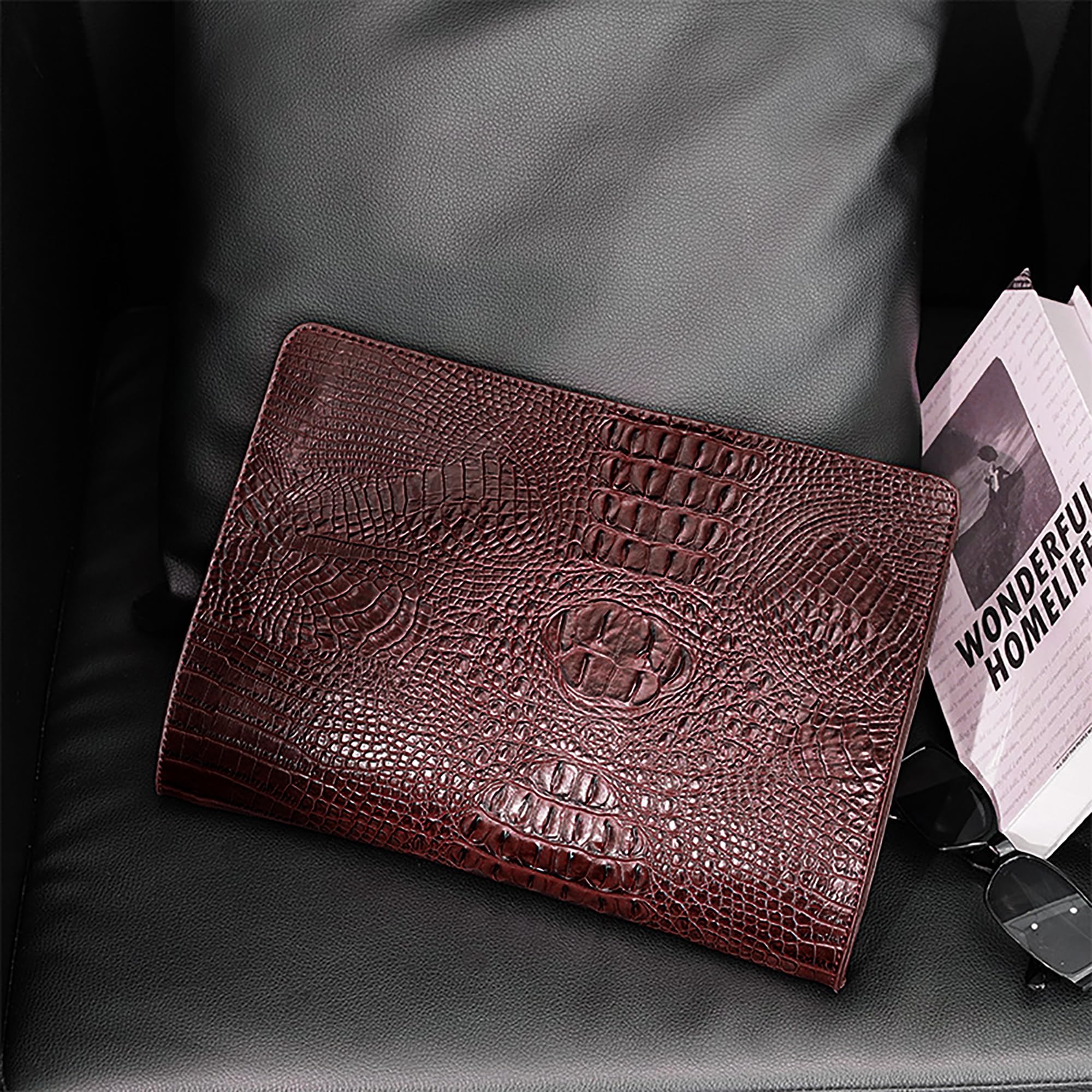 Luxury Oversized Crocodile Embossed Leather Handbag for Women - Elegant Envelope Evening Clutch Purse with Wallet Compartment | Perfect for Parties, Weddings & Formal Events