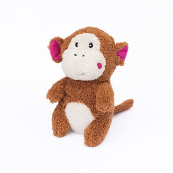 ZippyPaws Cheeky Chumz Monkey Plush Dog Toy - Interactive Squeaky Pet Toy for Small & Medium Dogs - Perfect for Playtime, Training & Cuddling