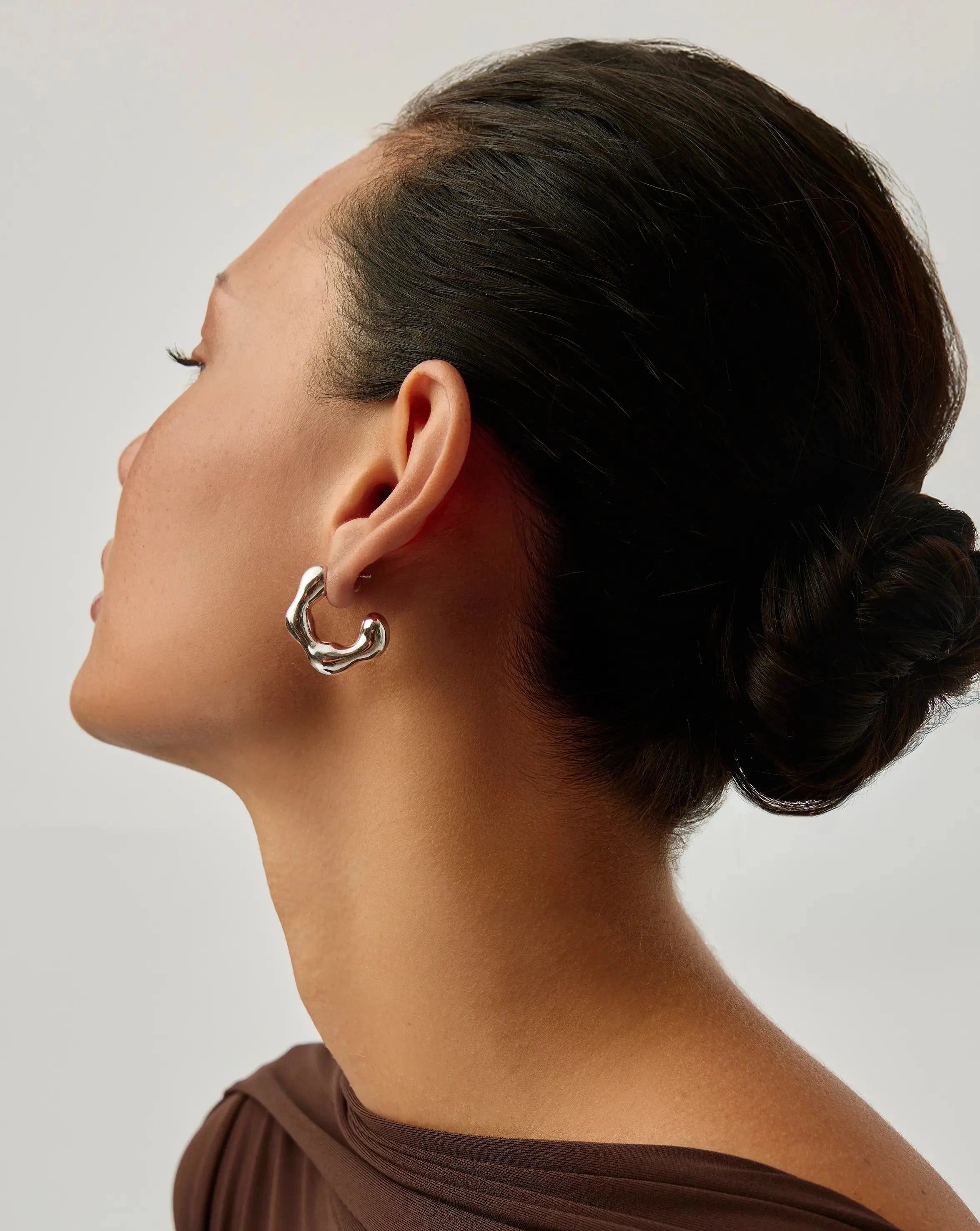 Eny Puffy Medium Hoop Earrings - Sterling Silver 925 Hypoallergenic Dangle Earrings for Women | Perfect for Everyday Wear, Parties & Gifts