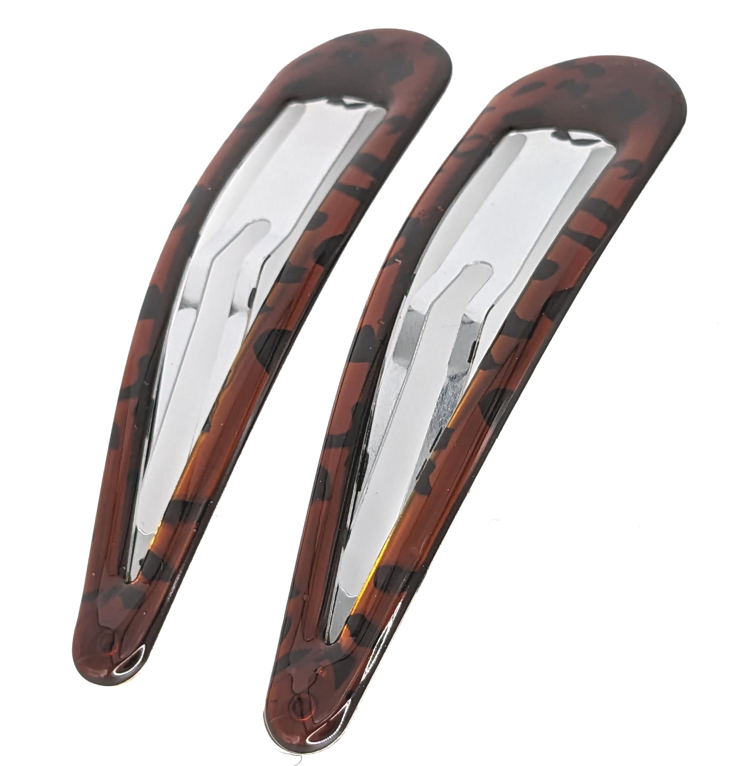 9cm Large Plain Tortoise Brown Bendies Sleepies Snap Clips Hair Slides for Women & Girls - Perfect for School, Work, and Everyday Hairstyling | Glitz4Girlz